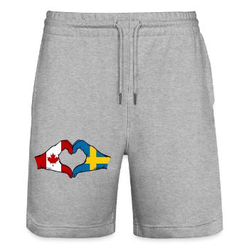 Canada Suède Drapeau Mains Coeur Forme - Short de jogging bio TRAINER Stanley/Stella unisexe - gris chiné - Devant - Nik (191cm) & Marisol (170cm)