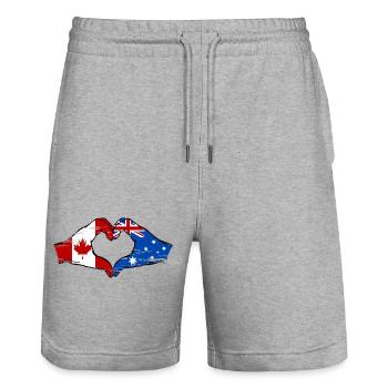 Canada Australie Drapeau Mains Coeur Utilisé - Short de jogging bio TRAINER Stanley/Stella unisexe - gris chiné - Devant - Nik (191cm) & Marisol (170cm)