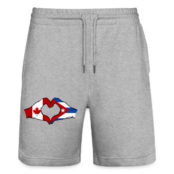 Kanada Kuba Flagge Hände Herzform - Stanley/Stella Unisex Bio Joggingshorts Trainer  - Grau meliert - Vorne - Nik (191cm) & Marisol (170cm)