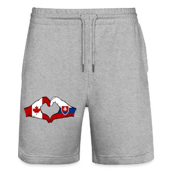 Kanada Slowakei Flagge Hände Herzform - Stanley/Stella Unisex Bio Joggingshorts Trainer  - Grau meliert - Vorne - Nik (191cm) & Marisol (170cm)