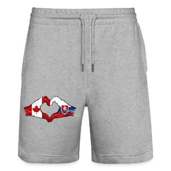 Canada Slovaquie drapeau mains coeur utilisé - Short de jogging bio TRAINER Stanley/Stella unisexe - gris chiné - Devant - Nik (191cm) & Marisol (170cm)
