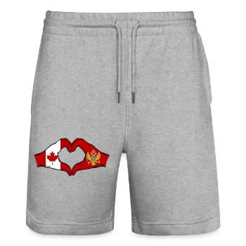 Canada Monténégro drapeau mains forme coeur - Short de jogging bio TRAINER Stanley/Stella unisexe - gris chiné - Devant - Nik (191cm) & Marisol (170cm)