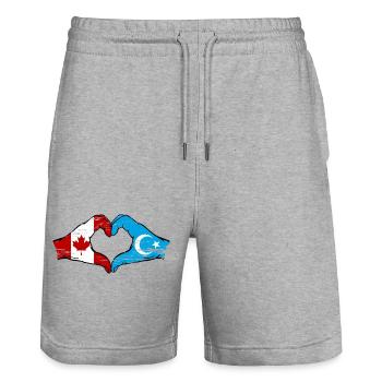 Canada Drapeau ouïghour mains forme de coeur utilisé - Short de jogging bio TRAINER Stanley/Stella unisexe - gris chiné - Devant - Nik (191cm) & Marisol (170cm)