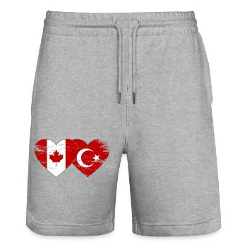 Canada Dinde Drapeau Coeur Utilisé - Short de jogging bio TRAINER Stanley/Stella unisexe - gris chiné - Devant - Nik (191cm) & Marisol (170cm)