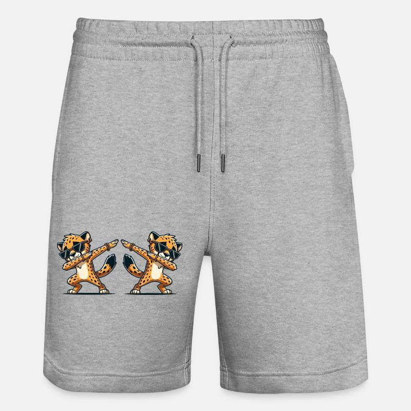 gepard dab comic 2 - Stanley/Stella Unisex Bio Joggingshorts Trainer  - Grau meliert