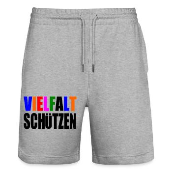 vielfalt schützen - Stanley/Stella Unisex Bio Joggingshorts Trainer  - Grau meliert - Vorne - Nik (191cm) & Marisol (170cm)