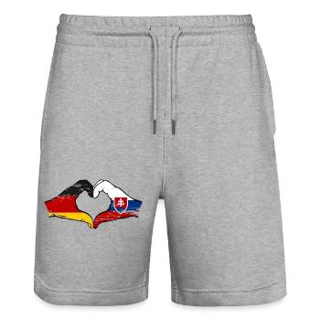 Allemagne Slovaquie Drapeau Mains Coeur Forme Utilisé - Short de jogging bio TRAINER Stanley/Stella unisexe - gris chiné - Devant - Nik (191cm) & Marisol (170cm)