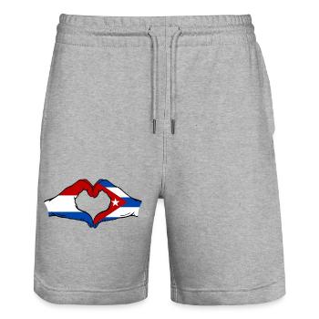 Hollande Cuba Drapeau Mains Coeur Forme - Short de jogging bio TRAINER Stanley/Stella unisexe - gris chiné - Devant - Nik (191cm) & Marisol (170cm)