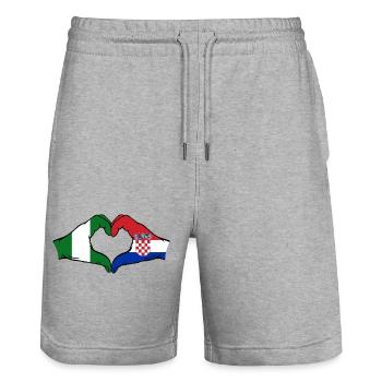 Nigeria France Flag Hands Heart Shape - Stanley/Stella Trainer Unisex Organic Jogging Shorts - heather grey - Front - Nik (191cm) & Marisol (170cm)