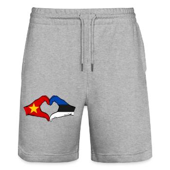 Vietnam Estland Flagge Hände Herzform - Stanley/Stella Unisex Bio Joggingshorts Trainer  - Grau meliert - Vorne - Nik (191cm) & Marisol (170cm)