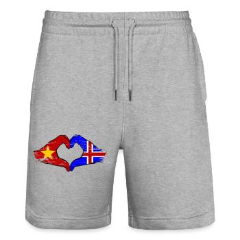 Drapeau de l’île du Vietnam mains forme de coeur utilisé - Short de jogging bio TRAINER Stanley/Stella unisexe - gris chiné - Devant - Nik (191cm) & Marisol (170cm)