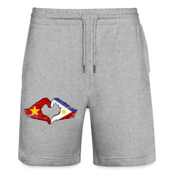 Vietnam Philippines Drapeau Mains Coeur Forme Utilisé - Short de jogging bio TRAINER Stanley/Stella unisexe - gris chiné - Devant - Nik (191cm) & Marisol (170cm)