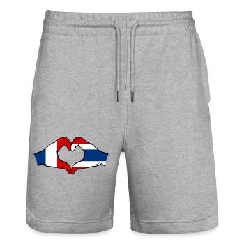 France Thailand Flag Hands Heart Shape - Stanley/Stella Trainer Unisex Organic Jogging Shorts - heather grey - Front - Nik (191cm) & Marisol (170cm)