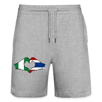 Nigeria Thaïlande drapeau mains coeur - Short de jogging bio TRAINER Stanley/Stella unisexe - gris chiné - Devant - Nik (191cm) & Marisol (170cm)