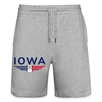 Iowa Fan T-Shirt – Dein Bundesstaat! - Stanley/Stella Unisex Bio Joggingshorts Trainer  - Grau meliert - Vorne - Nik (191cm) & Marisol (170cm)