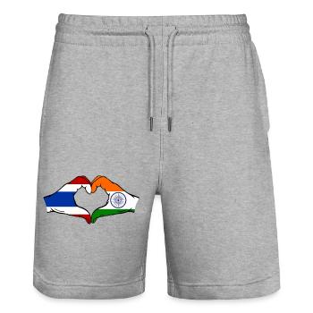 Thaïlande Inde Drapeau Mains Coeur Forme - Short de jogging bio TRAINER Stanley/Stella unisexe - gris chiné - Devant - Nik (191cm) & Marisol (170cm)