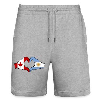 Canada Argentine Drapeau Mains Coeur Forme - Short de jogging bio TRAINER Stanley/Stella unisexe - gris chiné - Devant - Nik (191cm) & Marisol (170cm)