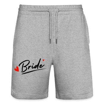 bride cœurs - cadeau la mariée - Short de jogging bio TRAINER Stanley/Stella unisexe - gris chiné - Devant - Nik (191cm) & Marisol (170cm)