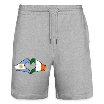 Argentinien Irland Flagge Hände Herzform - Stanley/Stella Unisex Bio Joggingshorts Trainer  - Grau meliert - Vorne - Nik (191cm) & Marisol (170cm)