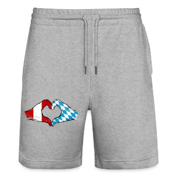 Peru Bavaria Flag Hands Heart Shape Used - Stanley/Stella Trainer Unisex Organic Jogging Shorts - heather grey - Front - Nik (191cm) & Marisol (170cm)
