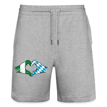 Nigeria Bavaria Flag Hands Heart Shape Used - Stanley/Stella Trainer Unisex Organic Jogging Shorts - heather grey - Front - Nik (191cm) & Marisol (170cm)