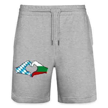 Bavière, Bulgarie, Drapeau, Aiguilles, Coeur - Short de jogging bio TRAINER Stanley/Stella unisexe - gris chiné - Devant - Nik (191cm) & Marisol (170cm)