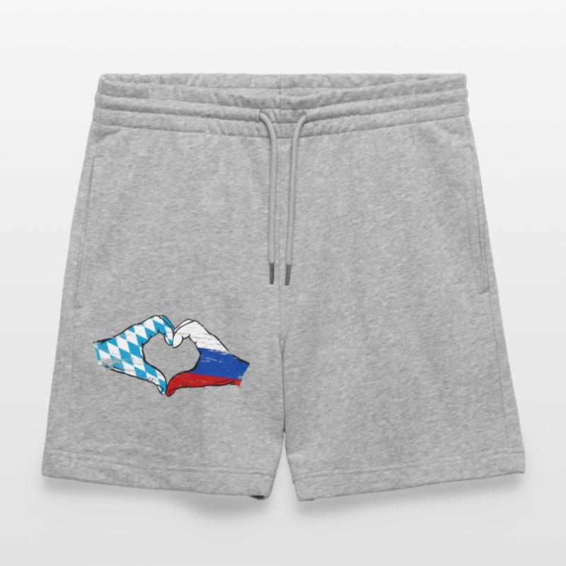 Bavière, Russie, Drapeau, Mains, Forme de coeur Utilisé Short de jogging bio TRAINER Stanley/Stella unisexe