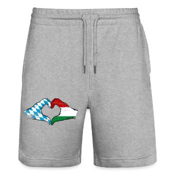 Bavière, Hongrie, Drapeau, Aiguilles, Forme de coeur Utilisé - Short de jogging bio TRAINER Stanley/Stella unisexe - gris chiné - Devant - Nik (191cm) & Marisol (170cm)