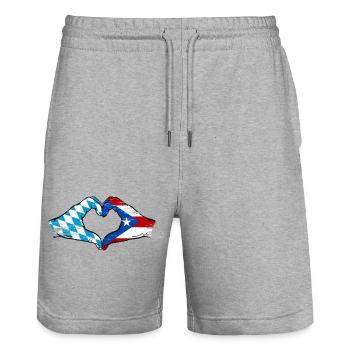 Bavière, Costa Rica, drapeau, aiguilles, forme de coeur utilisé - Short de jogging bio TRAINER Stanley/Stella unisexe - gris chiné - Devant - Nik (191cm) & Marisol (170cm)