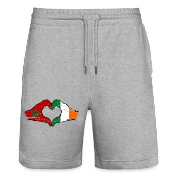 Maroc Irlande Drapeau Mains Coeur Forme Utilisé - Short de jogging bio TRAINER Stanley/Stella unisexe - gris chiné - Devant - Nik (191cm) & Marisol (170cm)
