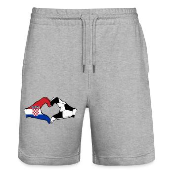 Kroatien Fussball Flagge Hände Herzform - Stanley/Stella Unisex Bio Joggingshorts Trainer  - Grau meliert - Vorne - Nik (191cm) & Marisol (170cm)