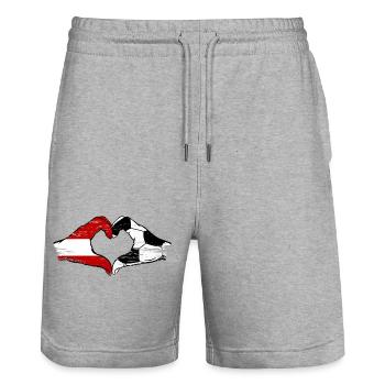 Österreich Fussball Flagge Hände Herzform used - Stanley/Stella Unisex Bio Joggingshorts Trainer  - Grau meliert - Vorne - Nik (191cm) & Marisol (170cm)