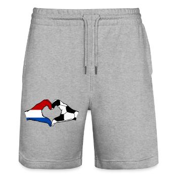 Holland Fussball Flagge Haende Herzform - Stanley/Stella Unisex Bio Joggingshorts Trainer  - Grau meliert - Vorne - Nik (191cm) & Marisol (170cm)