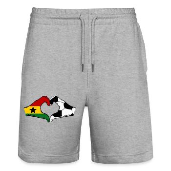 Ghana Fussball Flagge Haende Herzform - Stanley/Stella Unisex Bio Joggingshorts Trainer  - Grau meliert - Vorne - Nik (191cm) & Marisol (170cm)