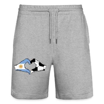 Argentinien Fussball Flagge Haende Herzform - Stanley/Stella Unisex Bio Joggingshorts Trainer  - Grau meliert - Vorne - Nik (191cm) & Marisol (170cm)
