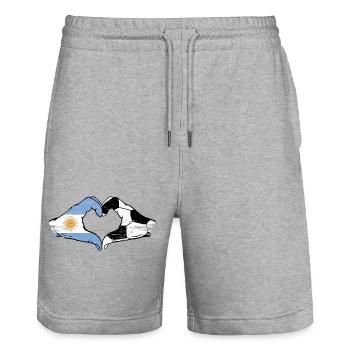 Argentinien Fussball Flagge Haende Herzform use - Stanley/Stella Unisex Bio Joggingshorts Trainer  - Grau meliert - Vorne - Nik (191cm) & Marisol (170cm)