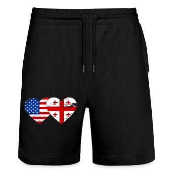 Drapeau de la Géorgie des États-Unis en forme de coeur utilisé - Short de jogging bio TRAINER Stanley/Stella unisexe - noir - Devant - Nik (191cm) & Marisol (170cm)