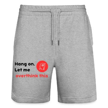 Hang on let me over think this - Stanley/Stella Trainer Unisex Organic Jogging Shorts - heather grey - Front - Nik (191cm) & Marisol (170cm)