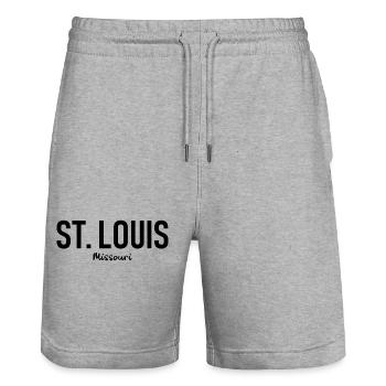 St. Louis - Missouri, USA, United States of America - Stanley/Stella Trainer Unisex Organic Jogging Shorts - heather grey - Front - Nik (191cm) & Marisol (170cm)