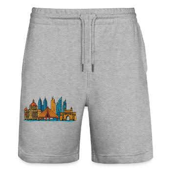 mumbai indien city - Stanley/Stella Unisex Bio Joggingshorts Trainer  - Grau meliert - Vorne - Nik (191cm) & Marisol (170cm)