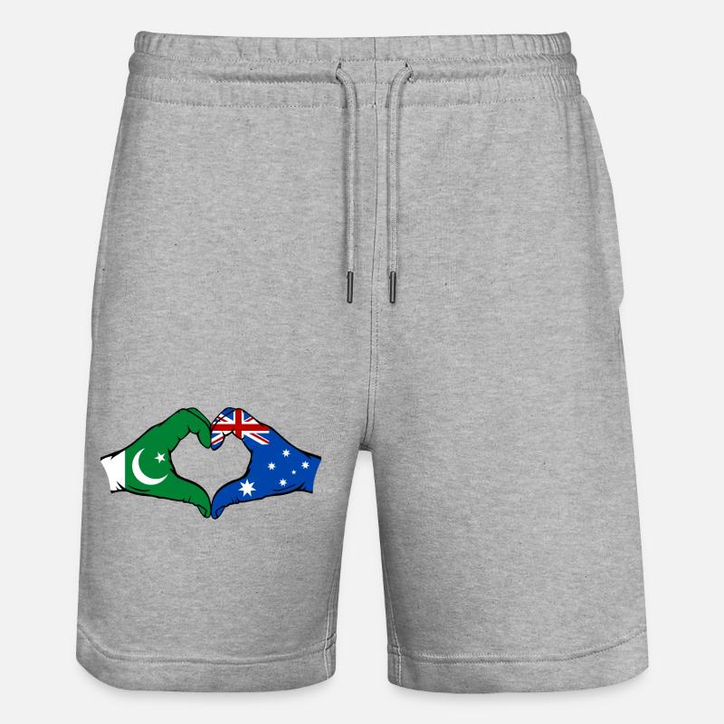 Pakistan Australie Drapeau Mains Coeur - Short de jogging bio TRAINER Stanley/Stella unisexe - gris chiné