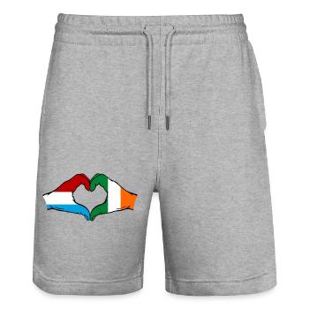 Luxembourg Irlande Drapeau Coeur Mains - Short de jogging bio TRAINER Stanley/Stella unisexe - gris chiné - Devant - Nik (191cm) & Marisol (170cm)