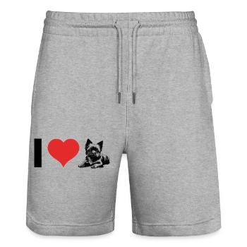 J’adore le Yorkshire Terrier - Short de jogging bio TRAINER Stanley/Stella unisexe - gris chiné - Devant - Nik (191cm) & Marisol (170cm)
