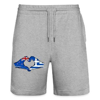 Neuseeland Griechenland Flagge Haende Herzform - Stanley/Stella Unisex Bio Joggingshorts Trainer  - Grau meliert - Vorne - Nik (191cm) & Marisol (170cm)