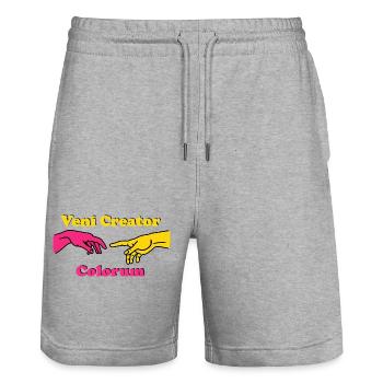 Veni Creator Colorum - Stanley/Stella Trainer Unisex Organic Jogging Shorts - heather grey - Front - Nik (191cm) & Marisol (170cm)