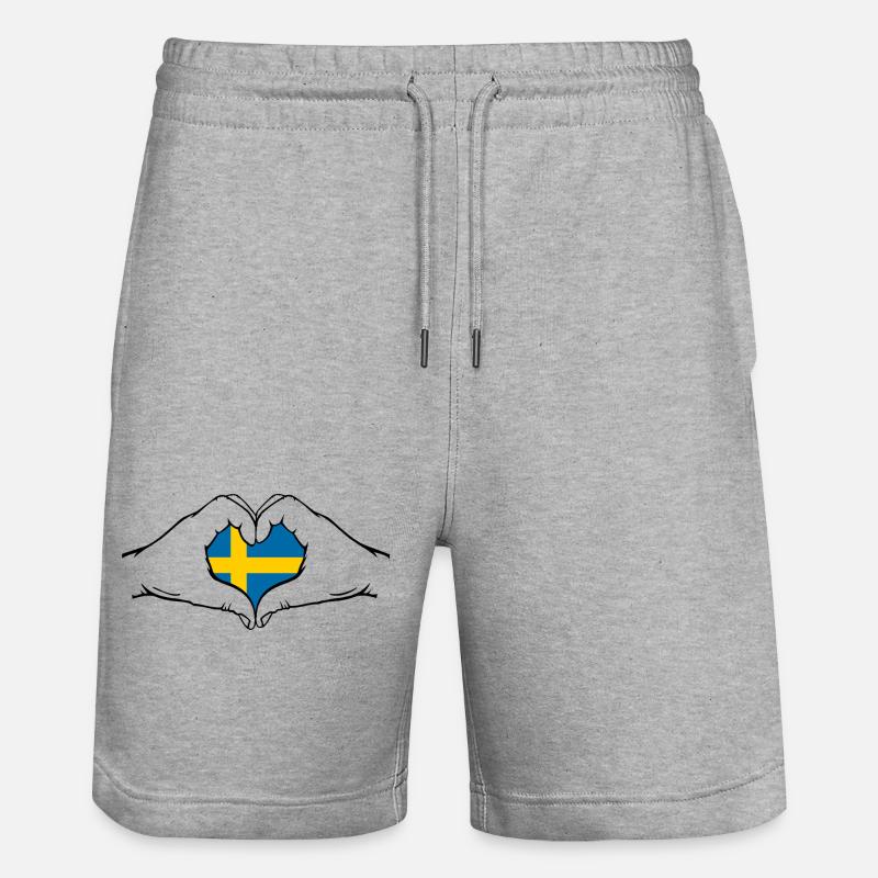 Drapeau de la Suède Coeur - Short de jogging bio TRAINER Stanley/Stella unisexe - gris chiné