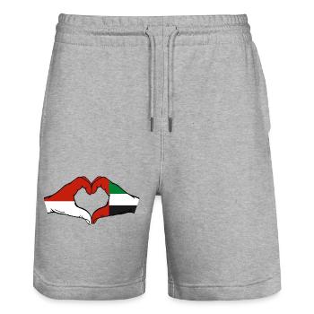 Monaco Drapeau des Émirats Arabes Unis - Short de jogging bio TRAINER Stanley/Stella unisexe - gris chiné - Devant - Nik (191cm) & Marisol (170cm)