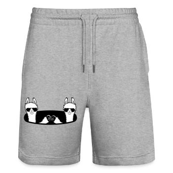 2 Lama Team Freunde Sonnenbrille Fist Pump Loch - Stanley/Stella Unisex Bio Joggingshorts Trainer  - Grau meliert - Vorne - Nik (191cm) & Marisol (170cm)