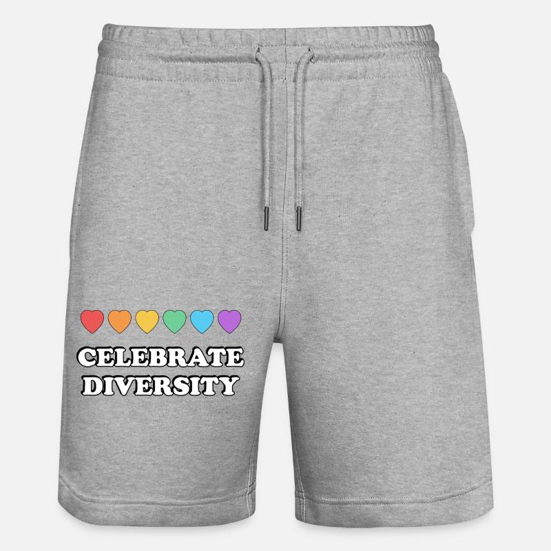 Célébrez la diversité Rainbow Hearts - Short de jogging bio TRAINER Stanley/Stella unisexe - gris chiné