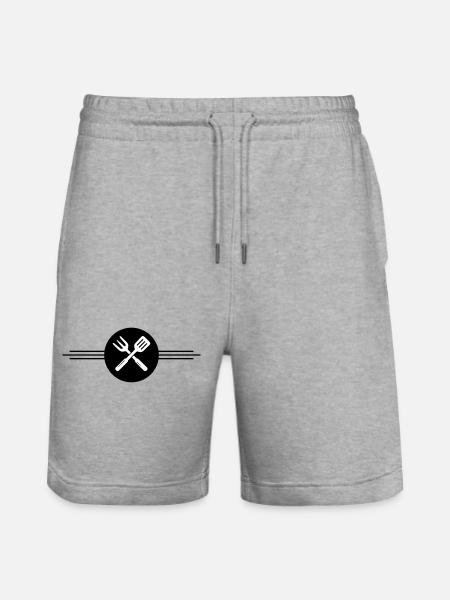 Grill cutlery icon - Stanley/Stella Trainer Unisex Organic Jogging Shorts - heather grey